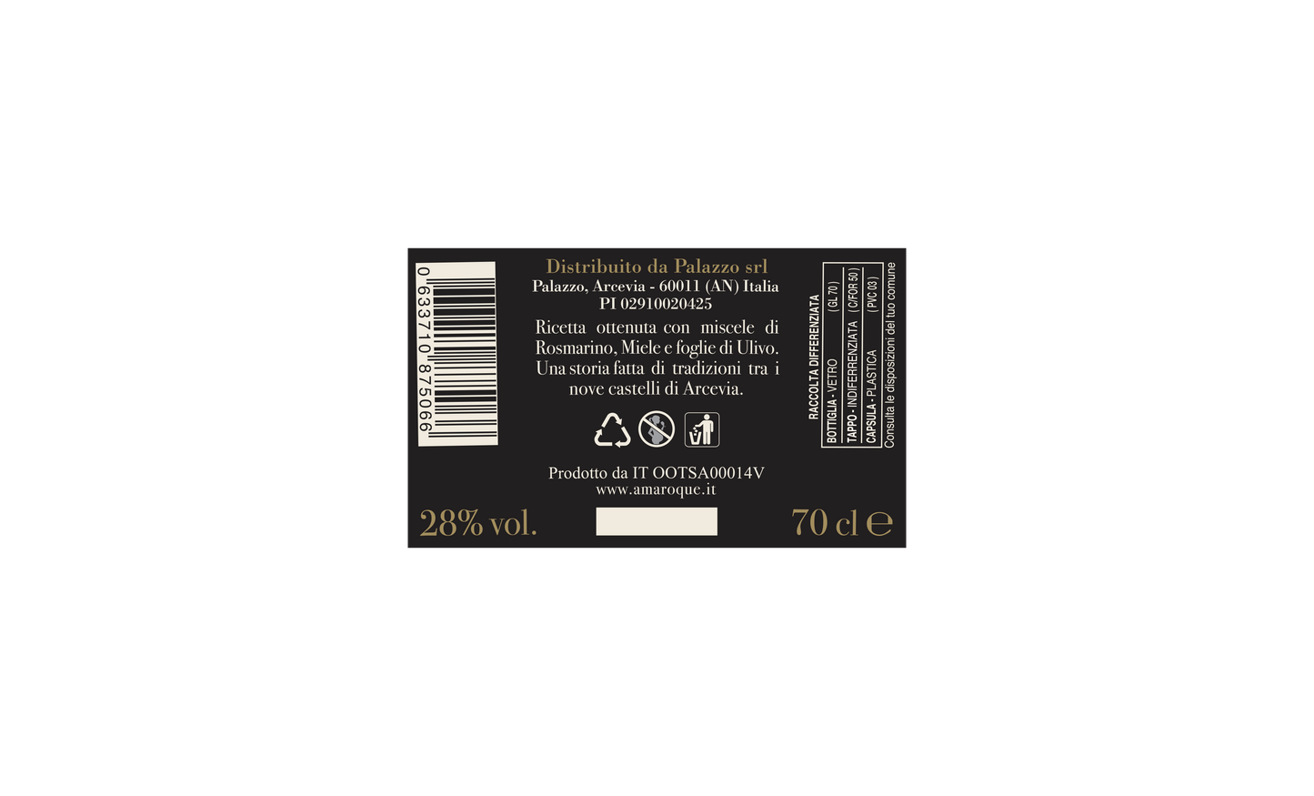 Amaro Què - Liquore artigianale rosmarino biologico foglie d'olivo e miele