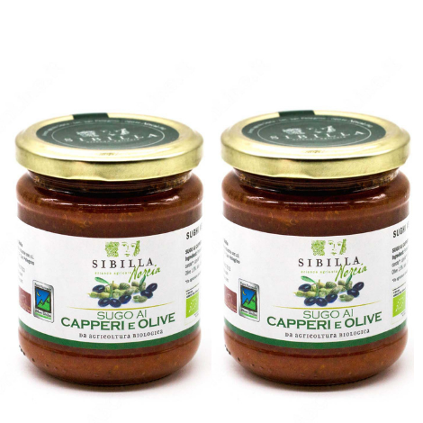 Sibilla di Norcia Bio-Kapern-Oliven-Sauce – 2x190g